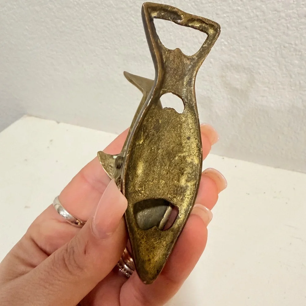 Vintage Solid Brass Fish Bottle Opener‎ | Nautical Barware Decor